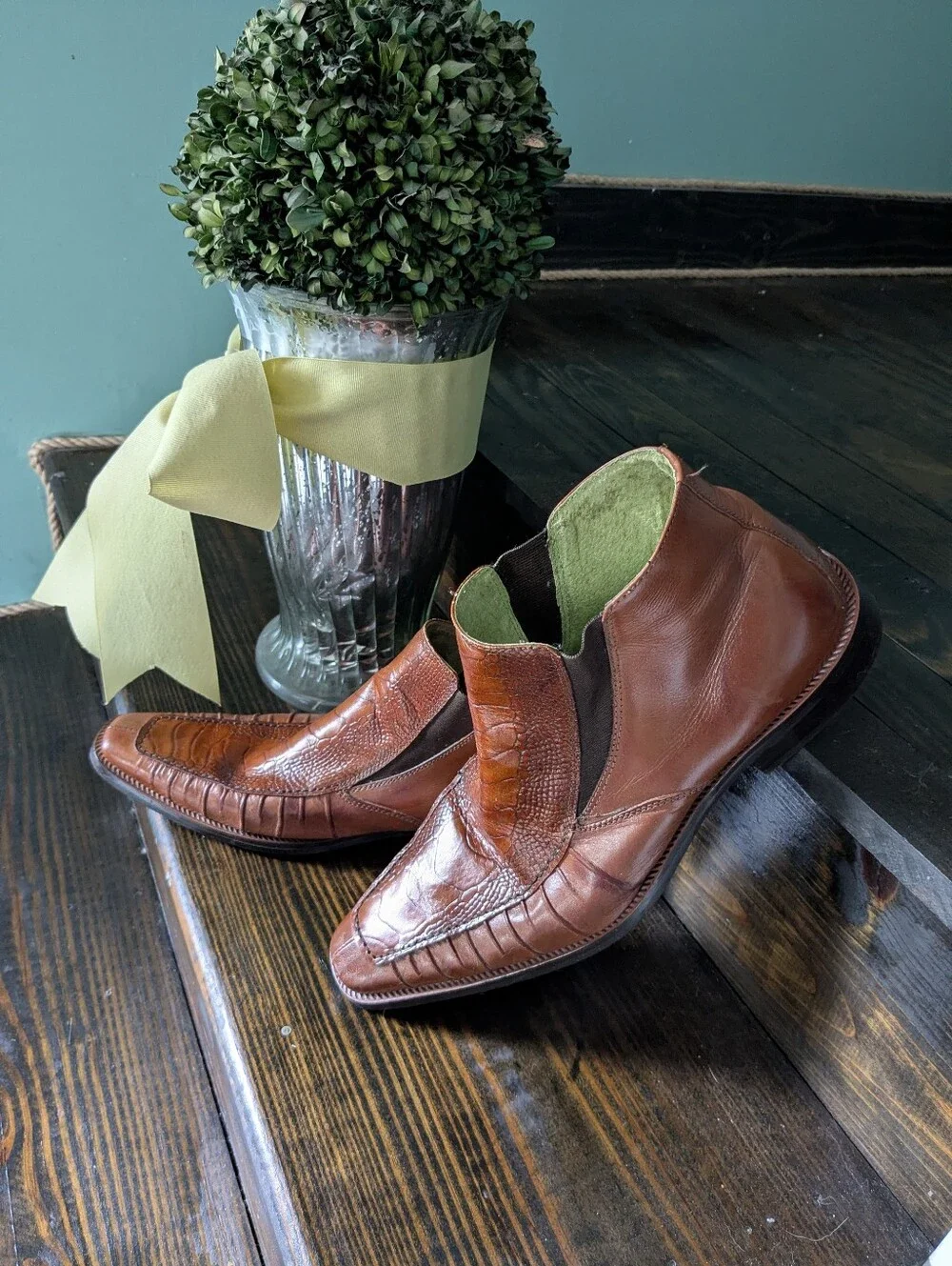 Barrow Men's Cognac Brown Leather Slip-On Boots